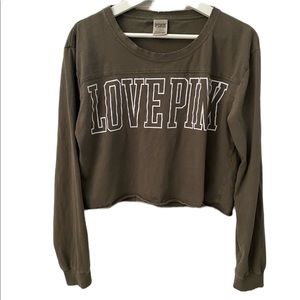 Pink Victoria Secret Distressed Crop Top Sz L